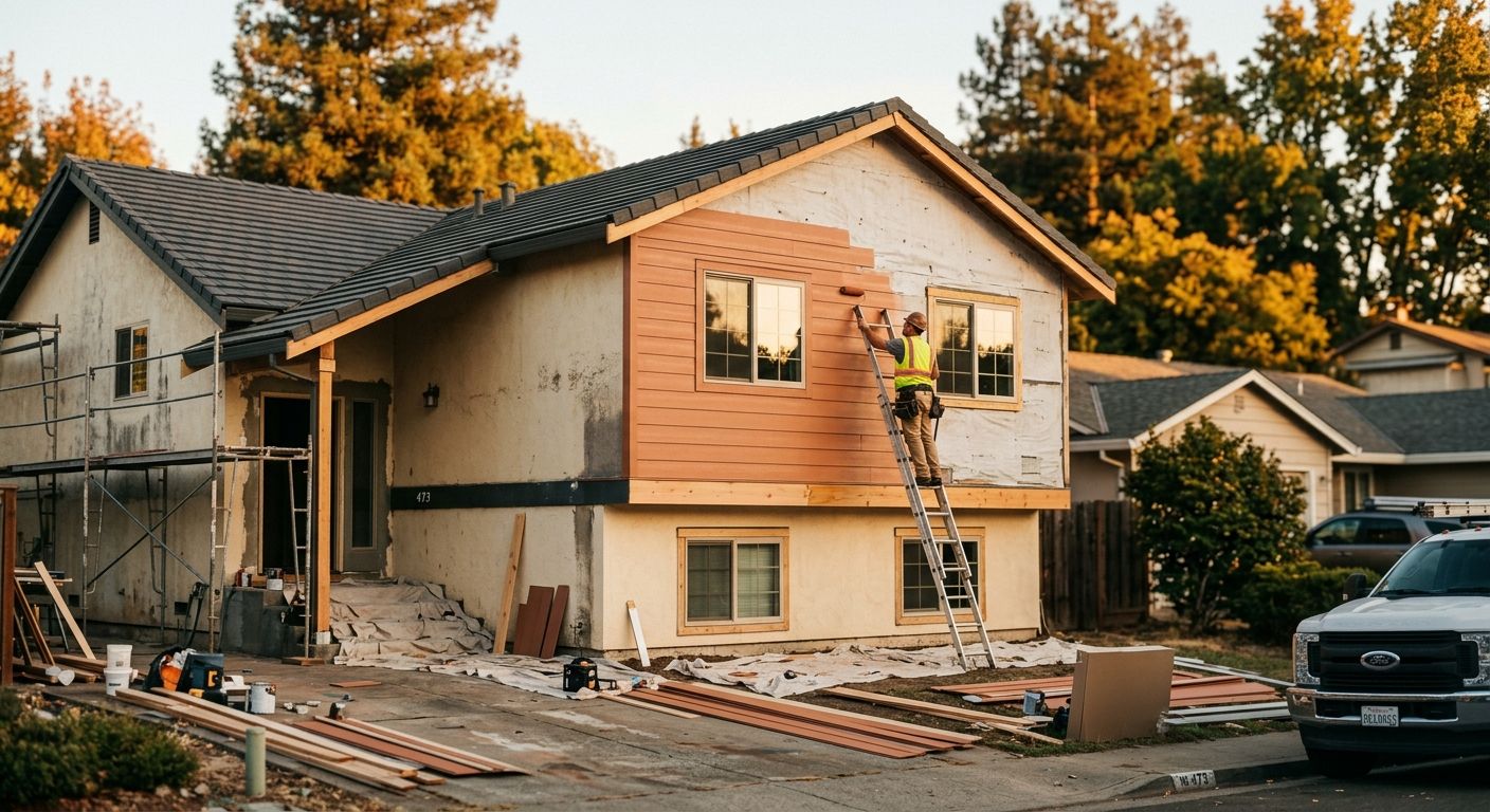 Stucco and exterior structural repair on a production-built home
